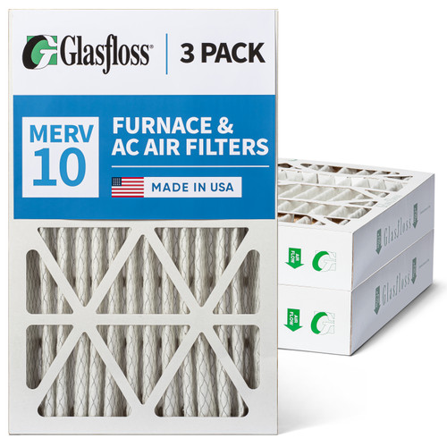 Glasfloss 12x24x4 MERV 10 ( FPR 6-7 ) AC and Furnace Pleated 4" Inch Air Filters.   Quantity 4.   Exact Size: 11-3/8 x 23-3/8 x 3-3/4"