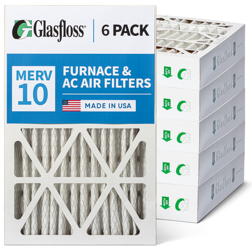 Glasfloss 16x25x4 MERV 10 AC & Furnace Filters. Case of 6. Actual Size: 15-1/2 x 24-1/2 x 3-3/4