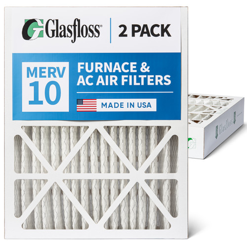 Glasfloss 20x24x4 MERV 10 (FPR 5-6) 4" Inch Pleated Air Filters. Box of 2. Actual Size: 19-3/8 x 23-3/8 x 3-3/4
