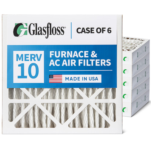 Glasfloss 24x24x4 MERV 10 Pleated 4" Inch AC Furnace Air Filters. Case of 6. Actual Size: 23-3/8 x 23-3/8 x 3-3/4