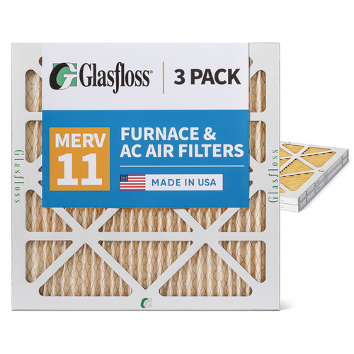 Glasfloss ZL 10x10x1 MERV 11 ( FPR 7 ) Pleated AC Furnace Air Filters.  3 Pack.   Exact Size: 9-1/2 x 9-1/2 x 7/8