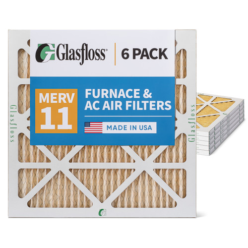 Glasfloss ZL 10x10x1 MERV 11 ( FPR 7 ) Pleated AC Furnace Air Filters.  6 Quantity.  Exact Size: 9-1/2 x 9-1/2 x 7/8