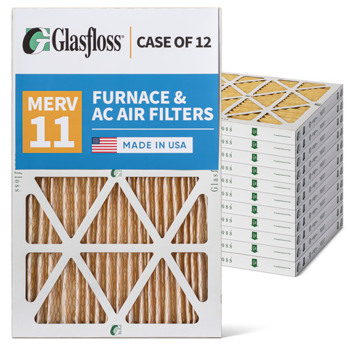 Glasfloss ZL 10x20x2 MERV 11 ( FPR 7 ) Pleated AC Furnace Air Filters.   Case of 12.   Exact Size: 9-1/2 x 19-1/2 x 1-3/4