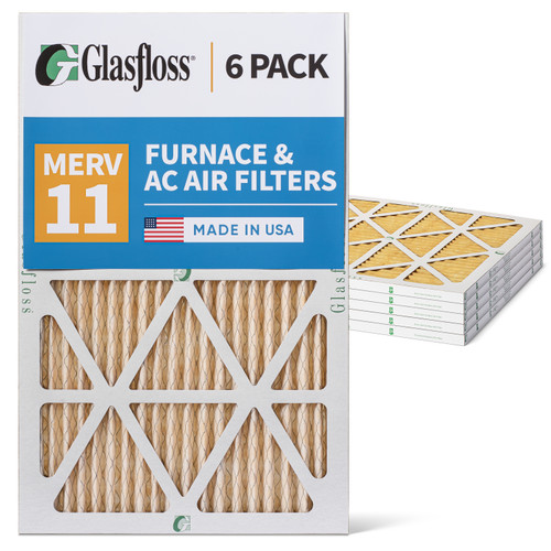 Glasfloss ZL 10x24x1 MERV 11 ( FPR 7 ) Pleated AC Furnace Air Filters.  6 Quantity.  Exact Size: 9-1/2 x 23-1/2 x 7/8