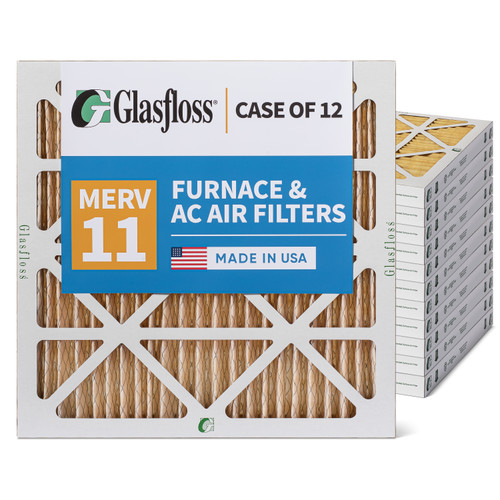 Glasfloss ZL 12x12x2 MERV 11 ( FPR 7 ) Pleated AC Furnace Air Filters.   Case of 12.   Exact Size: 11-1/2 x 11-1/2 x 1-3/4