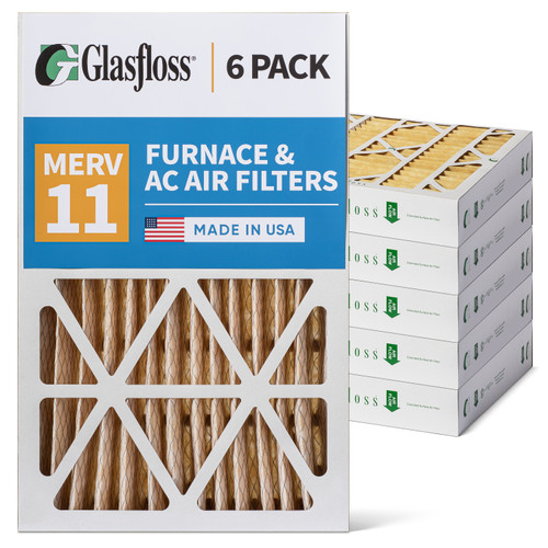 Glasfloss ZL 12x24x4 MERV 11 ( FPR 7 ) Pleated AC Furnace Air Filters.   Case of 6.   Exact Size: 11-3/8 x 23-3/8 x 3-3/4