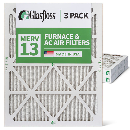 Glasfloss ZL 14x20x2 MERV 13 ( FPR 10 ) Pleated AC Furnace Air Filters.  3 Pack.   Exact Size: 13-1/2 x 19-1/2 x 1-3/4