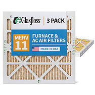 Glasfloss ZL 16x16x1 MERV 11 ( FPR 7 ) Pleated AC Furnace Air Filters.  3 Pack.   Exact Size: 15-1/2 x 15-1/2 x 7/8