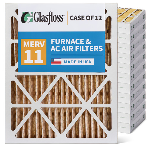 Glasfloss ZL 16x20x2 MERV 11 ( FPR 7 ) Pleated AC Furnace Air Filters.   Case of 12.   Exact Size: 15-1/2 x 19-1/2 x 1-3/4
