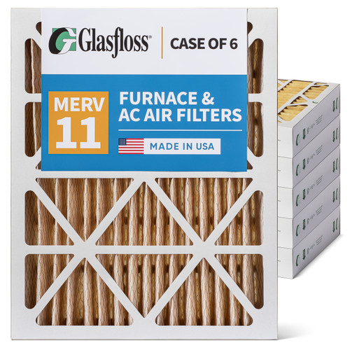 Glasfloss ZL 16x20x4 MERV 11 ( FPR 7 ) Pleated AC Furnace Air Filters.   Case of 6.   Exact Size: 15-1/2 x 19-1/2 x 3-3/4