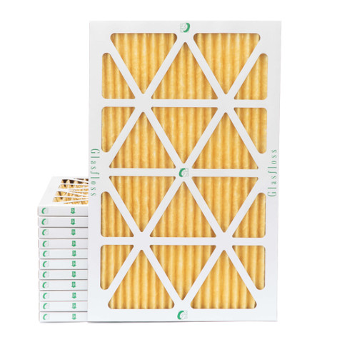 Glasfloss ZL 16x25x1 MERV 11 ( FPR 7 ) Pleated AC Furnace Air Filters.   Case of 12.   Exact Size: 15-1/2 x 24-1/2 x 7/8