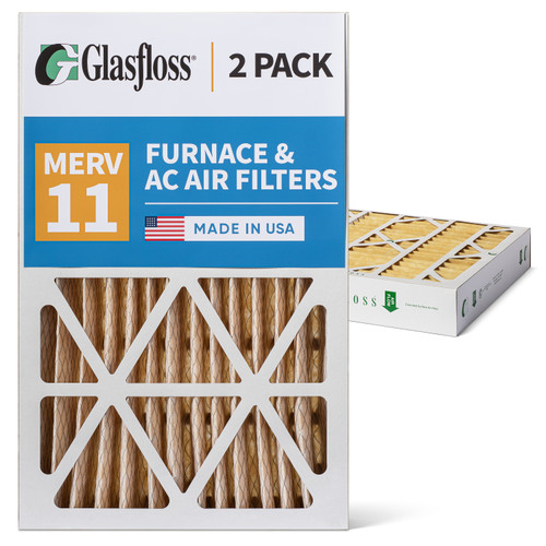 Glasfloss ZL 16x25x4 MERV 11 ( FPR 8-9 ) Pleated AC Furnace Air Filters.  2 Pack.   Exact Size: 15-1/2 x 23-1/2 x 3-3/4