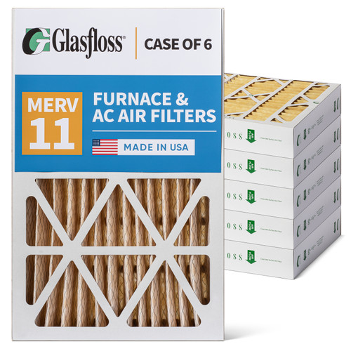 Glasfloss ZL 16x25x4 MERV 11 ( FPR 8-9 ) Pleated AC Furnace Air Filters.   Case of 6.   Exact Size: 15-1/2 x 23-1/2 x 3-3/4