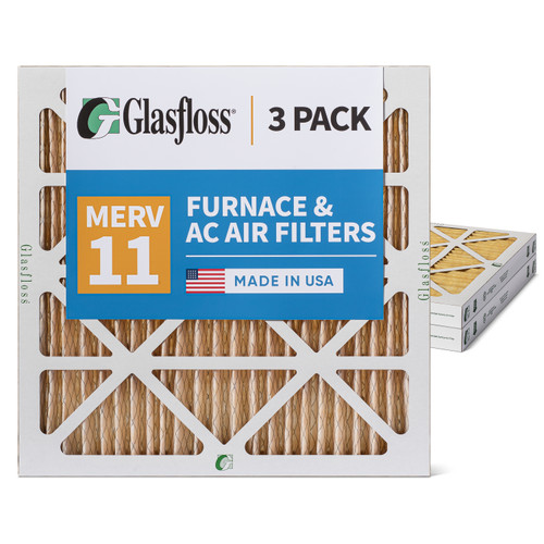 Glasfloss ZL 18x18x2 MERV 11 ( FPR 7 ) Pleated AC Furnace Air Filters.  3 Pack.   Exact Size: 17-1/2 x 17-1/2 x 1-3/4