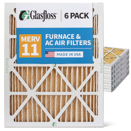 Glasfloss ZL 18x25x2 MERV 11 ( FPR 7 ) Pleated AC Furnace Air Filters.  6 Quantity.  Exact Size: 17-1/2 x 24-1/2 x 1-3/4