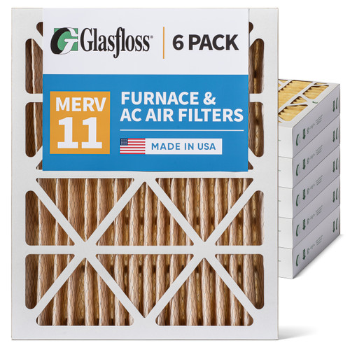 Glasfloss ZL 20x24x4 MERV 11 ( FPR 7 ) Pleated AC Furnace Air Filters.   Case of 6.   Exact Size: 19-3/8 x 23-3/8 x 3-3/4