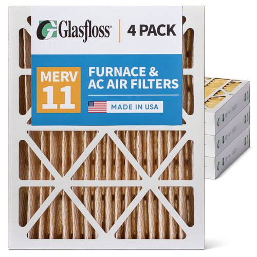 Glasfloss ZL 20x25x4 MERV 11 ( FPR 7 ) Pleated AC Furnace Air Filters.  4 Quantity.  Exact Size: 19-1/2 x 24-1/2 x 3-3/4