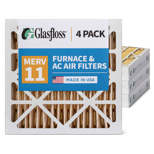 Glasfloss ZL 24x24x4 MERV 11 ( FPR 7 ) Pleated AC Furnace Air Filters.  4 Quantity.  Exact Size: 23-3/8 x 23-3/8 x 3-3/4