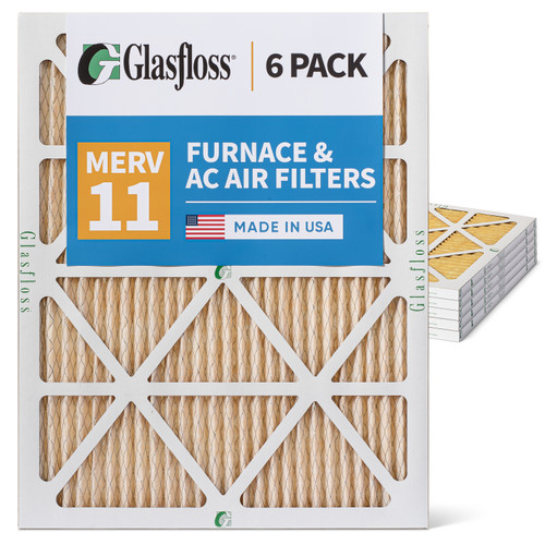Glasfloss ZL 24x30x1 MERV 11 ( FPR 7 ) Pleated AC Furnace Air Filters.  6 Quantity.  Exact Size: 23-5/8 x 29-5/8 x 7/8