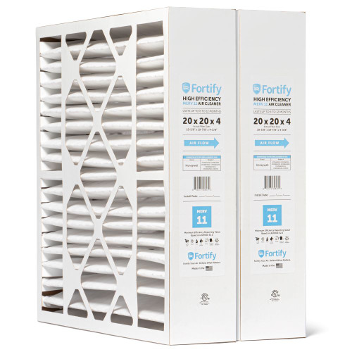 Fortify 20x25x4 MERV 11 Air Cleaner Replacement for Honeywell FC100A1037 Pleated HVAC Filters. (2-Pack)  Actual Size: 19.88 x 24.75 x 4.38