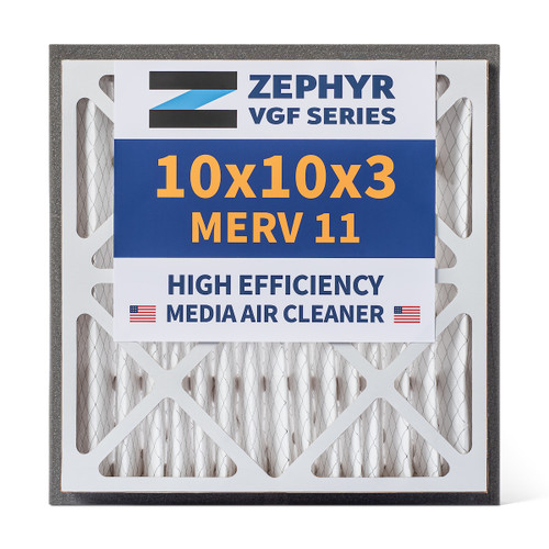 Zephyr 10x10x3 VGF Merv 11 Media HVAC Air Cleaner Replacement Filter for Return Air Grilles. 1-Pack