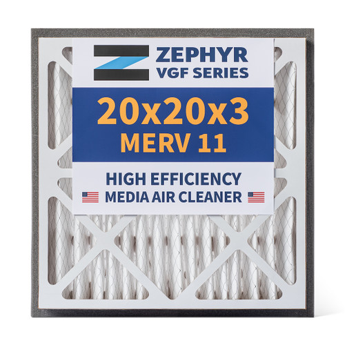 Zephyr 20x20x3 VGF Merv 11 Media HVAC Air Cleaner Replacement Filter for Return Air Grilles. 1-Pack