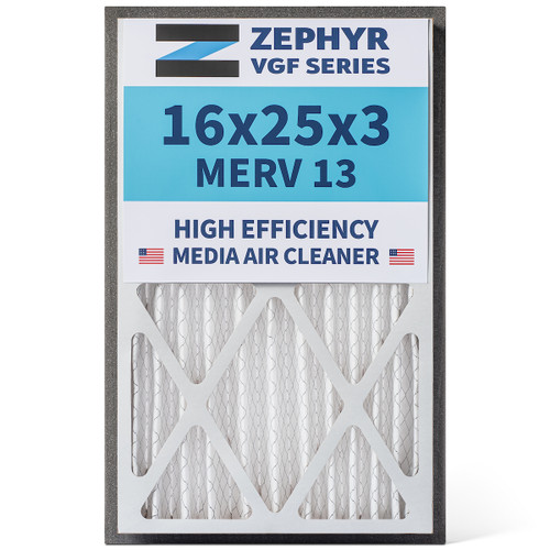 Zephyr 16x25x3 VGF Merv 13 Media HVAC Air Cleaner Replacement Filter for Return Air Grilles.  1-Pack