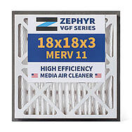 Zephyr 18x18x3  VGF Merv 11 Media HVAC Air Cleaner Replacement Filter for Return Air Grilles. 1-Pack