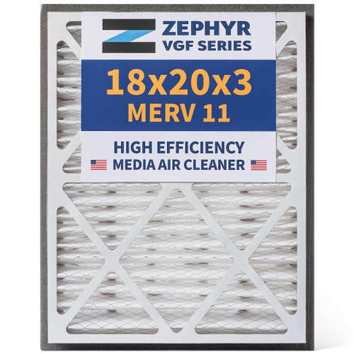 Zephyr 18x20x3  VGF Merv 11 Media HVAC Air Cleaner Replacement Filter for Return Air Grilles.  1-Pack