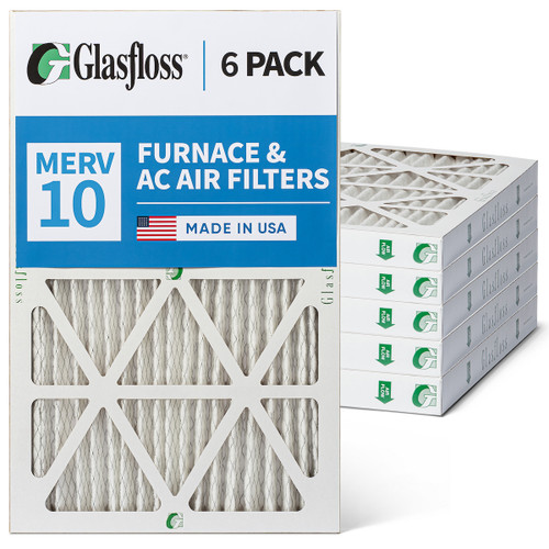 Glasfloss ZL 20x35x2 MERV 10 Pleated AC Furnace Air Filters. 6 Pack | Exact Size: 19.5 x 34.5 x 1.75