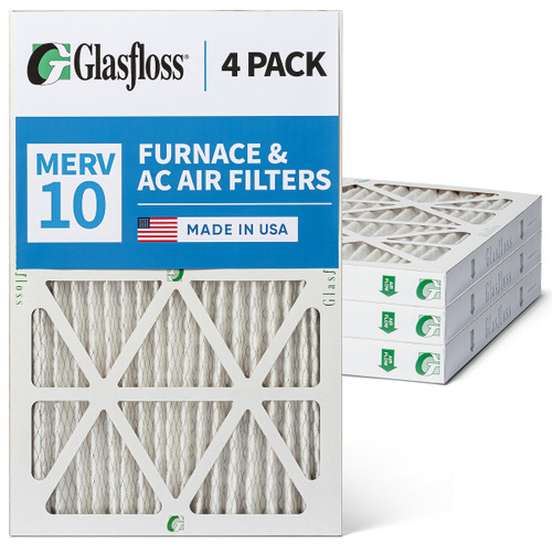 Glasfloss ZL 14x14x2 MERV 10 Pleated AC Furnace Air Filters. 4 Pack | Exact Size: 13.5 x 13.875 x 1.75