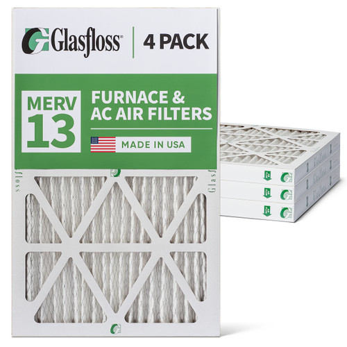 Glasfloss ZL 10x20x2 MERV 13 Pleated AC Furnace Air Filters.    4 Pack