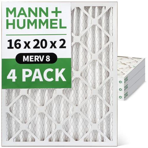 16x20x2 MERV 8 Pleated AC Furnace Air Filters by Mann+Hummel.    4 Pack
