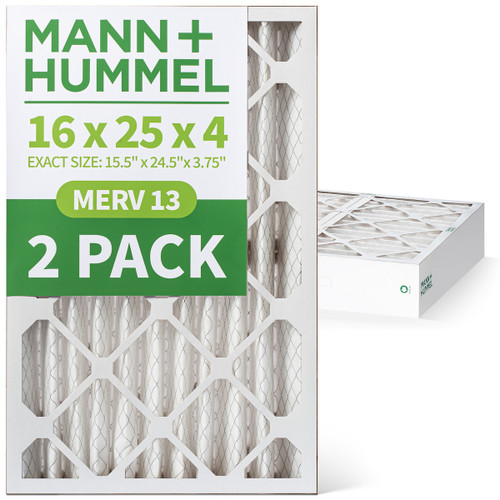 16x25x4 MERV 13 Pleated AC Furnace Air Filters by Mann+Hummel.   2 Pack