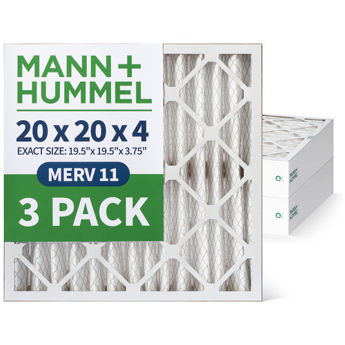 20x20x4 MERV 11 Pleated AC Furnace Air Filters by Mann+Hummel.  3 Pack
