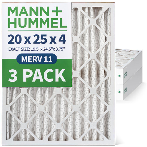 20x25x4 MERV 11 Pleated AC Furnace Air Filters by Mann+Hummel.    3 Pack