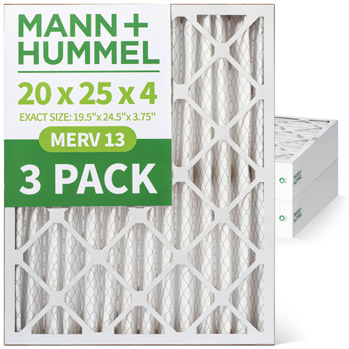 20x25x4 MERV 13 Pleated AC Furnace Air Filters by Mann+Hummel. 3 Pack