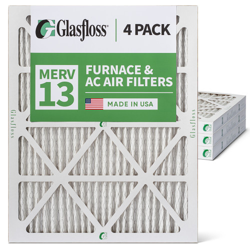 Glasfloss ZL 14x20x2 MERV 13 Pleated AC Furnace Air Filters.  4 Pack