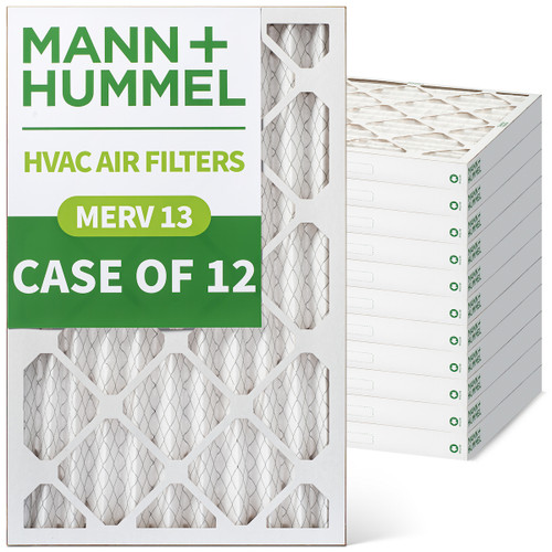 14x25x2 MERV 13 Pleated AC Furnace Air Filters by Mann+Hummel.   Case of 12