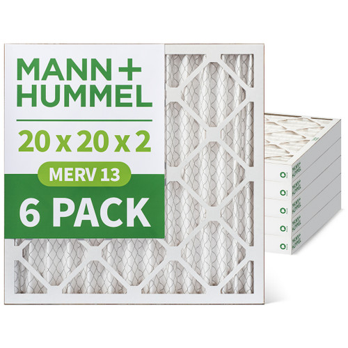 20x20x2 MERV 13 Pleated AC Furnace Air Filters by Mann+Hummel.   6 Pack