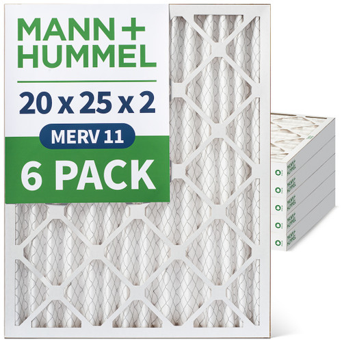 20x25x2 MERV 11 Pleated AC Furnace Air Filters by Mann+Hummel.    6 Pack