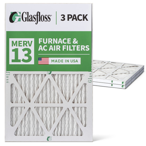 Glasfloss ZL 10x24x1 MERV 13 Pleated AC Furnace Air Filters.    3 Pack