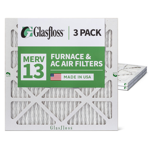 Glasfloss ZL 12X12X1 MERV 13 Pleated AC Furnace Air Filters.  3 Pack