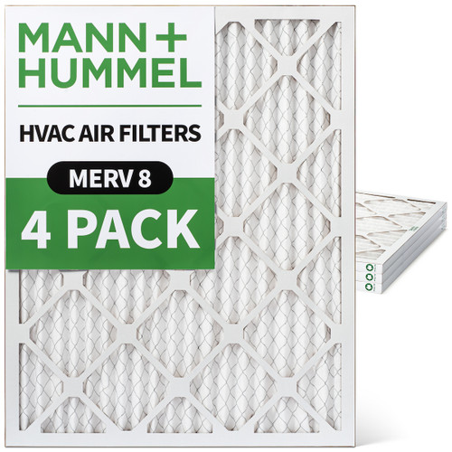 18x24x1 MERV 8 Pleated AC Furnace Air Filters by Mann+Hummel.    4 Pack