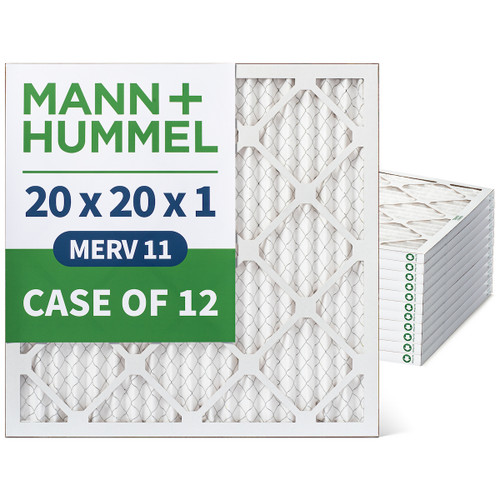 20x20x1 MERV 11 Pleated AC Furnace Air Filters by Mann+Hummel.   Case of 12