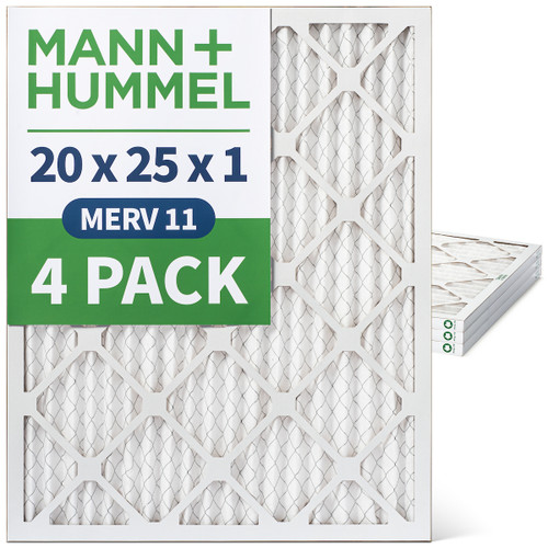 20x25x1 MERV 11 Pleated AC Furnace Air Filters by Mann+Hummel.    4 Pack