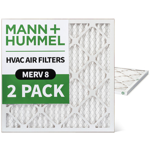 22x22x1 MERV 8 Pleated AC Furnace Air Filters by Mann+Hummel.    2 Pack