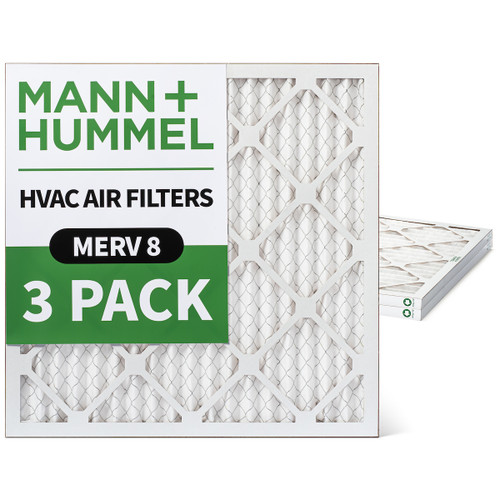 24x24x1 MERV 8 Pleated AC Furnace Air Filters by Mann+Hummel.    3 Pack