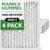 20x24x2 MERV 8 Pleated AC Furnace Air Filters by Mann+Hummel.  4 Pack