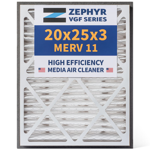 Zephyr 20x25x3 Merv 11 VGF Series 3 inch Deep 6-month HVAC Filters